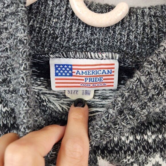 VTG American Pride Womens Pullover Sweater Size 18W Made in USA Gray Retro - Picture 2 of 6